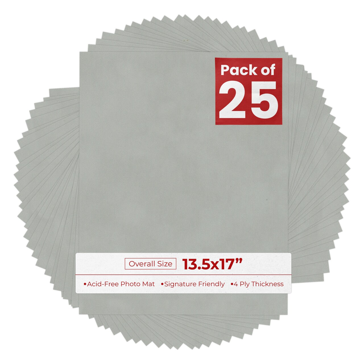 Light Grey Suede 13.5x17 Uncut Mat Board - Blank Sheets, No Opening
